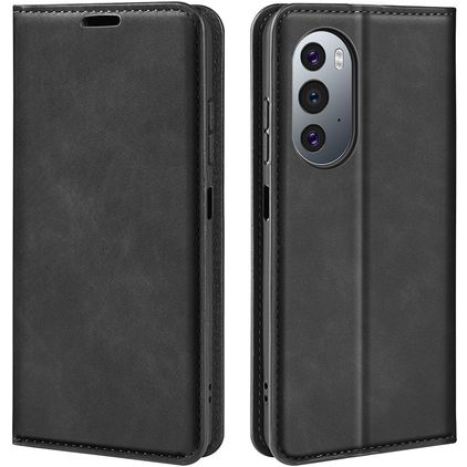 Mobigear Retro Slim Motorola Edge X30 Hülle Klapphülle Geldbörse - Schwarz