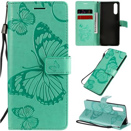 Mobigear Butterfly Sony Xperia 10 II Hülle Klapphülle Geldbörse - Türkis