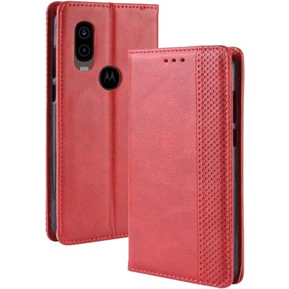 Mobigear Sensation Motorola One Vision Hülle Klapphülle Geldbörse - Rot