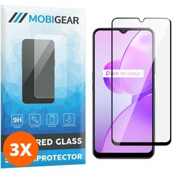 Mobigear Premium Realme C31 Panzerglas Displayschutz - Hüllenfreundlich - Schwarz (3er Pack)