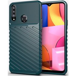 Mobigear Groove Samsung Galaxy A20s Hülle Flexibles TPU Backcover - Grün