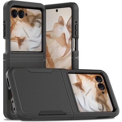 Mobigear Heavy Armor Motorola Razr 50 Hülle Hardcase Backcover Stoßfest - Schwarz