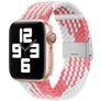 Mobigear Braided Nylon Apple Watch Armband Klappschließe - 49/46/45/44 mm - Weiß / Pink
