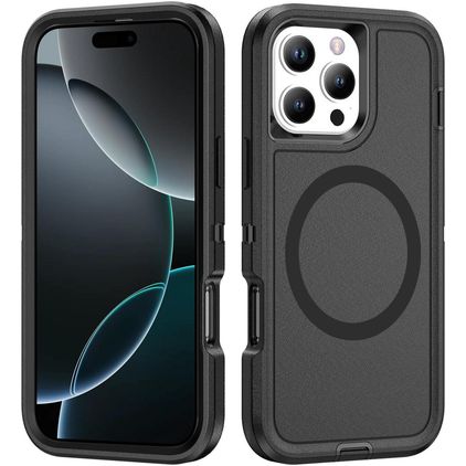 Mobigear Rugged Mag iPhone 16 Pro MagSafe Hülle Hardcase Backcover Stoßfest - Schwarz