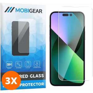 Mobigear iPhone 14 Pro Max Panzerglas Gehärtetes Glas Displayschutz - Hüllenfreundlich (3er Pack)