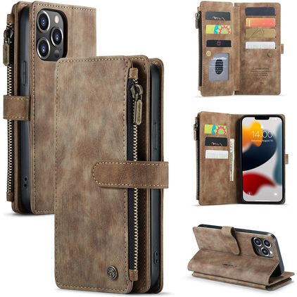 Caseme C30 iPhone 13 Pro Max Hülle Klapphülle Geldbörse - Braun