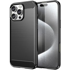 Mobigear Brushed Slim iPhone 16 Pro Hülle Flexibles TPU Backcover - Schwarz