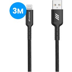 Mobigear Nylon USB-A auf Apple Lightning Kabel MFI 3 m - Schwarz