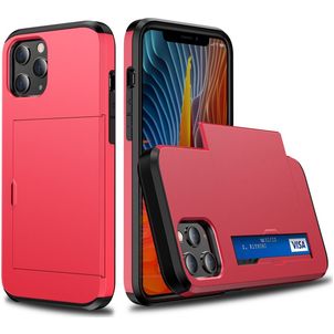 Mobigear Card iPhone 12 Hülle Hardcase Backcover Stoßfest mit Kartenhalter - Rot
