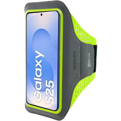 Mobiparts Comfort Fit Handyhalterung Joggen Samsung Galaxy S25 Sporthülle Neopren Sportarmband - Neon Green