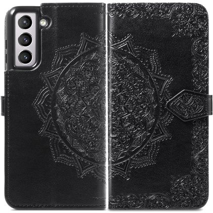 Mobigear Mandala Samsung Galaxy S21 FE Klapphülle Portemonnaie - Schwarz