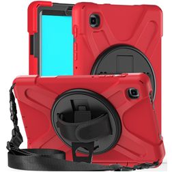 Mobigear SureGrip XGuard Samsung Galaxy Tab A7 Lite Hülle Kunststoff / Silikon Backcover + Schultergurt + Ständer - Rot