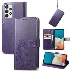 Mobigear Clover Samsung Galaxy A73 Hülle Klapphülle Geldbörse - Lila
