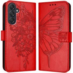 Mobigear Butterfly Samsung Galaxy M55 Klapphülle Portemonnaie - Rot