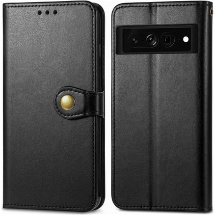 Mobigear Snap Button Google Pixel 7 Pro Klapphülle Portemonnaie - Schwarz