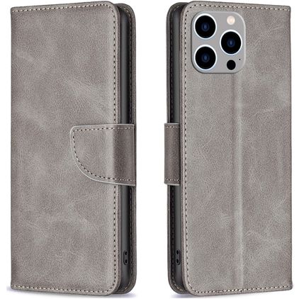 Mobigear Excellent iPhone 15 Pro Max Hülle Klapphülle Geldbörse - Grau