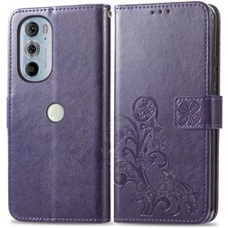 Mobigear Clover Motorola Edge 30 Pro Hülle Klapphülle Geldbörse - Lila