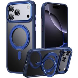 Mobigear Frosted Mag iPhone 17 Pro MagSafe Hülle Hardcase Backcover mit Ständer - Blau