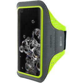 Mobiparts Comfort Fit Handyhalterung Joggen Samsung Galaxy S20 Ultra Sporthülle Neopren Sportarmband - Neon Green