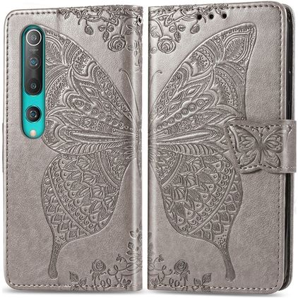 Mobigear Butterfly Xiaomi Mi 10 Pro Hülle Klapphülle Geldbörse - Grau