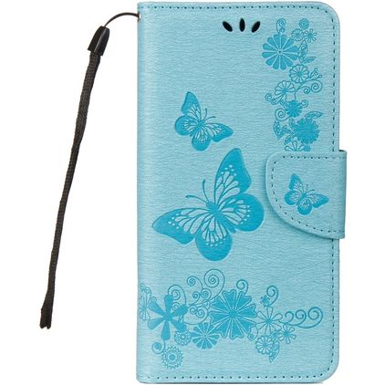 Mobigear Butterfly Samsung Galaxy A8 (2018) Hülle Klapphülle Geldbörse - Blau