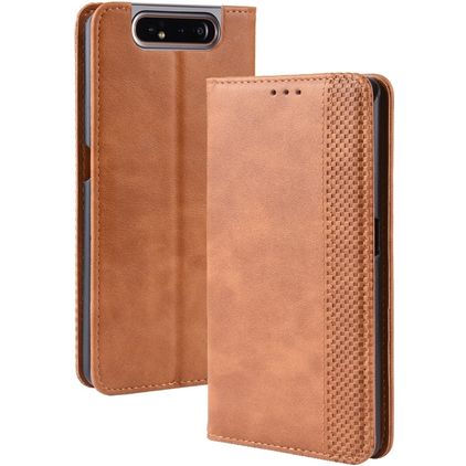 Mobigear Sensation Samsung Galaxy A80 Hülle Klapphülle Geldbörse - Cognac