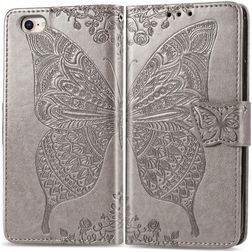 Mobigear Butterfly iPhone 16e Hülle Klapphülle Geldbörse - Grau