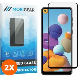 Mobigear Premium Samsung Galaxy A21 Panzerglas Gehärtetes Glas Displayschutz - Hüllenfreundlich - Schwarz (2er Pack)