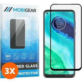 Mobigear Premium Motorola Moto G8 Panzerglas Gehärtetes Glas Displayschutz - Hüllenfreundlich - Schwarz (3er Pack)