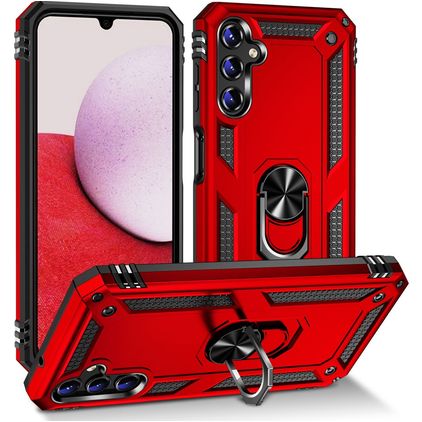 Mobigear Armor Ring Samsung Galaxy A14 Hardcase Backcover Shockproof mit Ringhalter - Rot