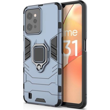 Mobigear Armor Ring Realme C31 Hülle Hardcase Backcover Stoßfest mit Ringhalter - Blau