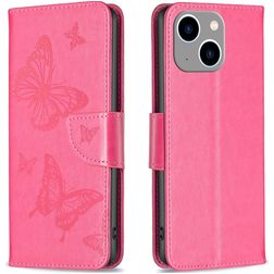 Mobigear Butterfly iPhone 15 Plus Hülle Klapphülle Geldbörse - Magenta