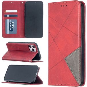 Mobigear Rhombus Slim iPhone 12 Hülle Klapphülle - Rot