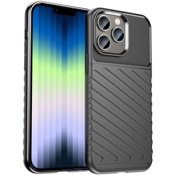 Mobigear Groove iPhone 14 Pro Hülle Flexibles TPU Backcover - Schwarz