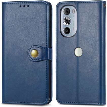 Mobigear Snap Button Motorola Edge 30 Pro Hülle Klapphülle Geldbörse - Blau