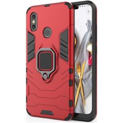Mobigear Armor Ring Xiaomi Mi 8 Hülle Hardcase Backcover Stoßfest mit Ringhalter - Rot