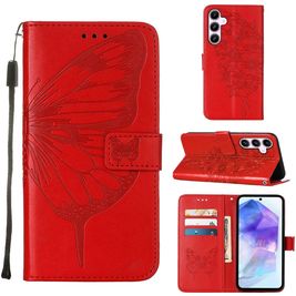 Mobigear Butterfly Samsung Galaxy A55 Hülle Klapphülle Geldbörse - Rot