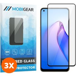 Mobigear Premium OPPO Reno 8 Panzerglas Gehärtetes Glas Displayschutz - Hüllenfreundlich - Schwarz (3er Pack)