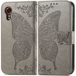 Mobigear Butterfly Samsung Galaxy Xcover 7 Hülle Klapphülle Geldbörse - Grau