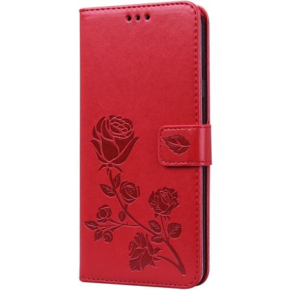 Mobigear Roses Samsung Galaxy A20s Hülle Klapphülle Geldbörse - Rot