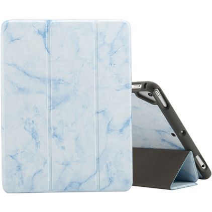 Mobigear Tri-Fold Marble iPad 6 (2018) Hülle Klapphülle + Stifthalter - Blau