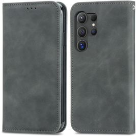 Mobigear Retro Slim Samsung Galaxy S25 Ultra Hülle Klapphülle Geldbörse - Grau