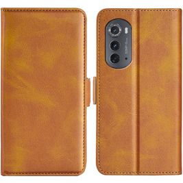 Mobigear Slim Magnet Motorola Edge (2022) Hülle Klapphülle Geldbörse - Cognac