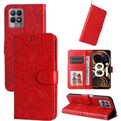 Mobigear Sunflower Realme Narzo 50 4G Hülle Klapphülle Geldbörse - Rot