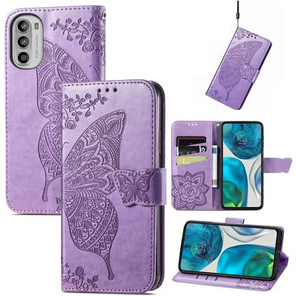 Mobigear Butterfly Motorola Moto G52 Hülle Klapphülle Geldbörse - Lila