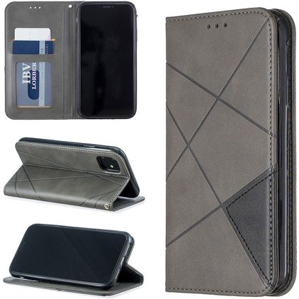 Mobigear Rhombus Slim iPhone 11 Hülle Klapphülle - Grau