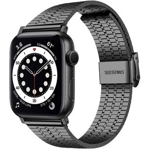Mobigear Kopenhagen Edelstahl Apple Watch Armband Klappschließe - 42/41/40/38 mm - Schwarz