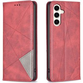 Mobigear Rhombus Slim Samsung Galaxy S24 FE Hülle Klapphülle - Rot
