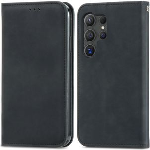Mobigear Retro Slim Samsung Galaxy S25 Ultra Hülle Klapphülle Geldbörse - Schwarz