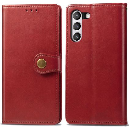 Mobigear Snap Button Samsung Galaxy S21 FE Hülle Klapphülle Geldbörse - Rot